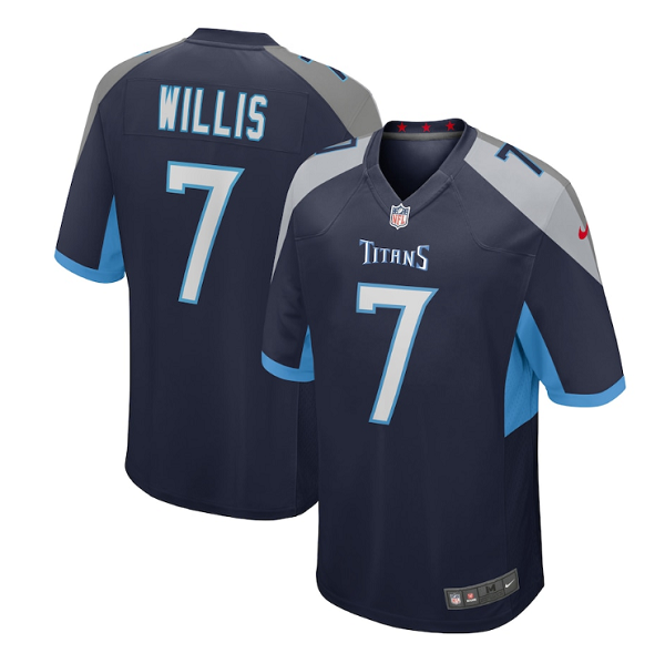 Men's Navy Tennessee Titans #7 Malik Willis Stitched Game Jersey